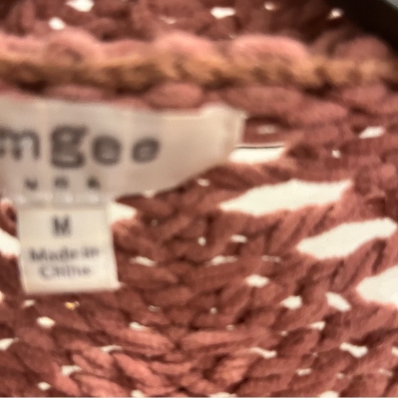 Umgee Mauve Pink Chunky Chenille Diamond Knit Open Front Cardigan Sz M - Picture 8 of 8